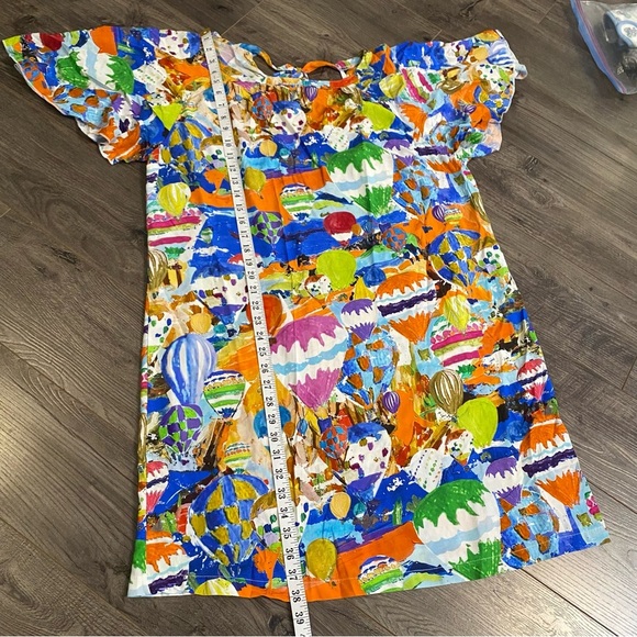 NWT Maloka Dress montgolfière artsy hot air balloon print flutter sleeve Viscose - Picture 15 of 15